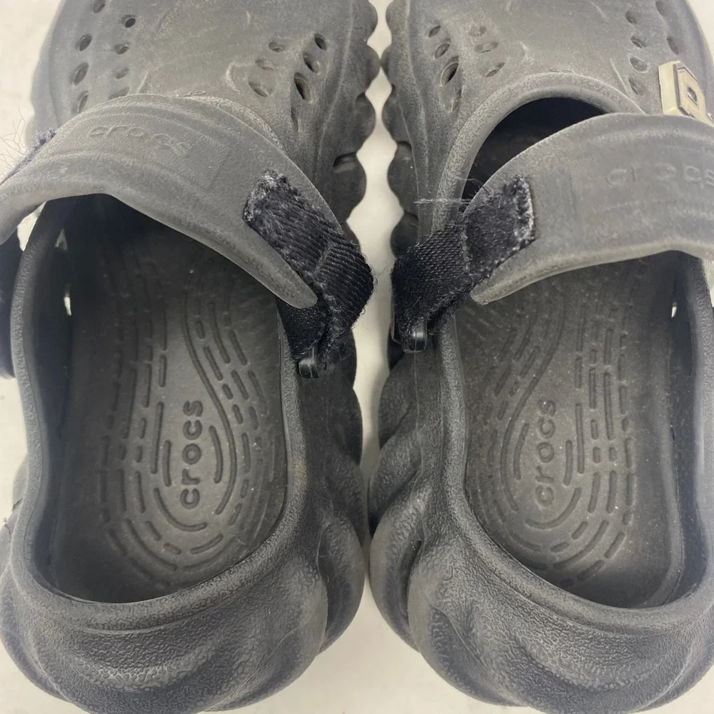 Crocs Echo Clog Black Sporty Streetwear Sandals C12 Kids 207937-001